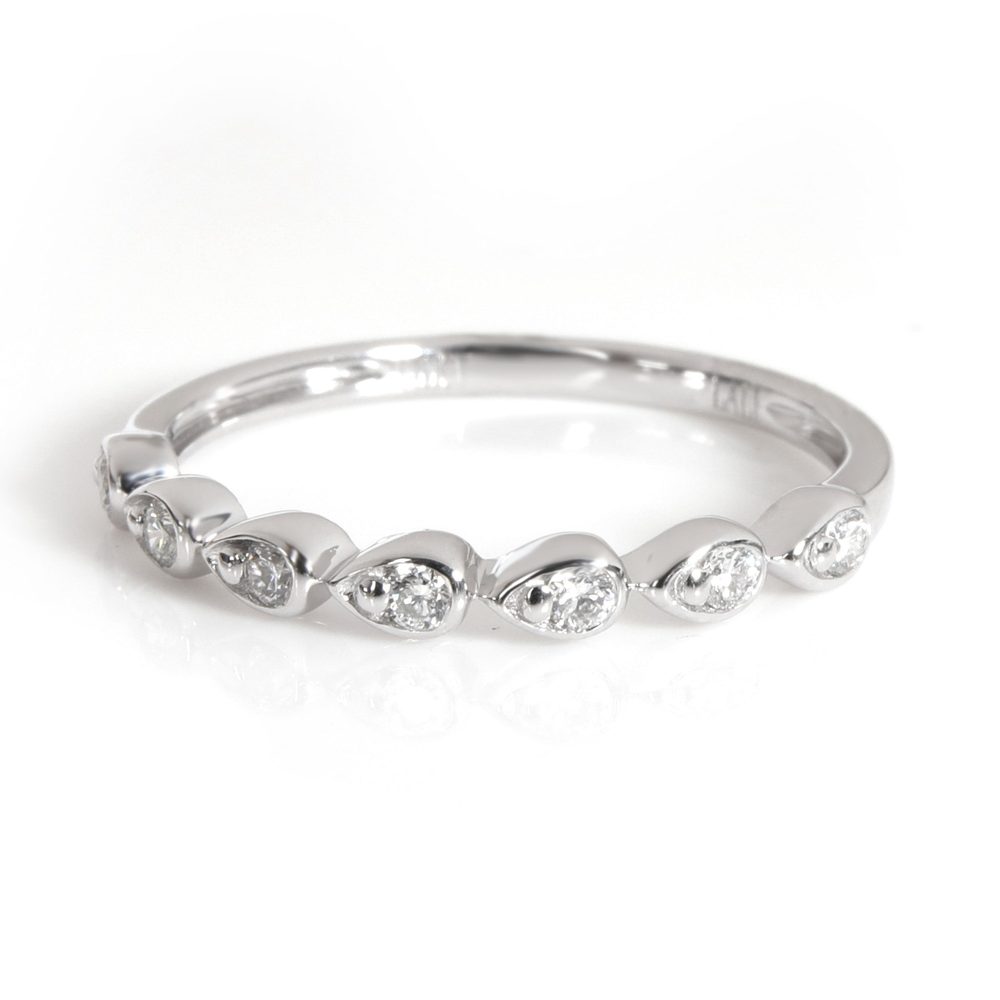 Bezel Set Stackable Diamond Ring In 14kt White Go… - image 1
